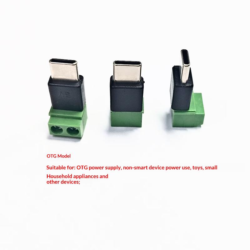 1/3Pcs 5V Solderless Green Charging Adapter Type C/Micro Male To 2 Pin For Toy Intelligent Devices Phone And Computer