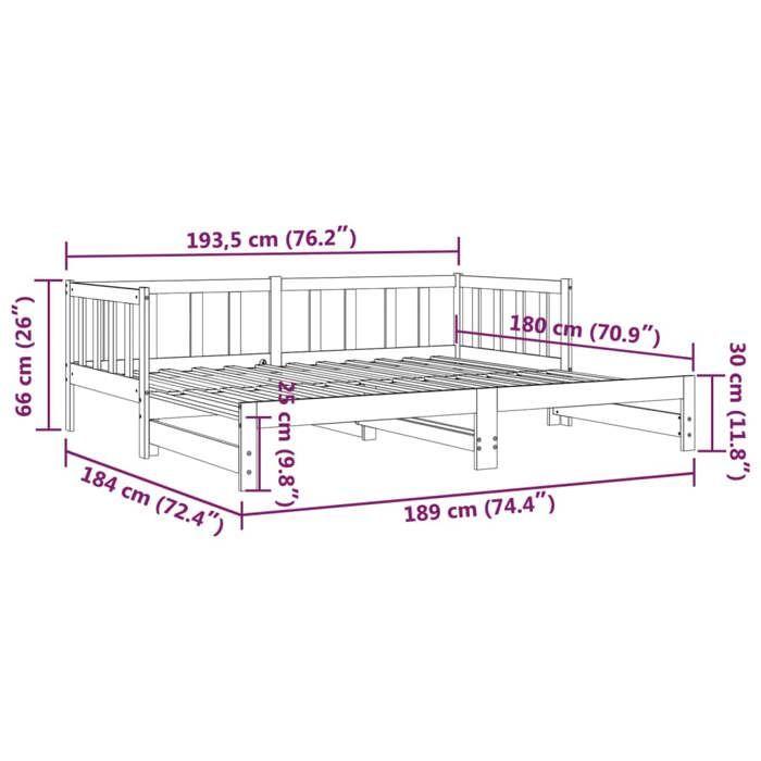 VidaXL Daybed with Trundle Bed, Sofa Bed, Guest Bed Frame, Living Room Interior Guest Bed, 836162