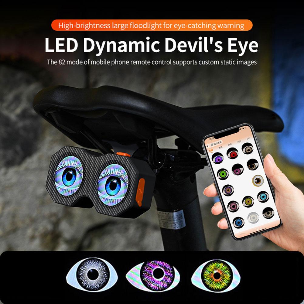Bicycle Devil Eye Light Tail Light Devil's Eyes Waterproof Bike Lights For Night Riding With Type C Rechargeable M0O9