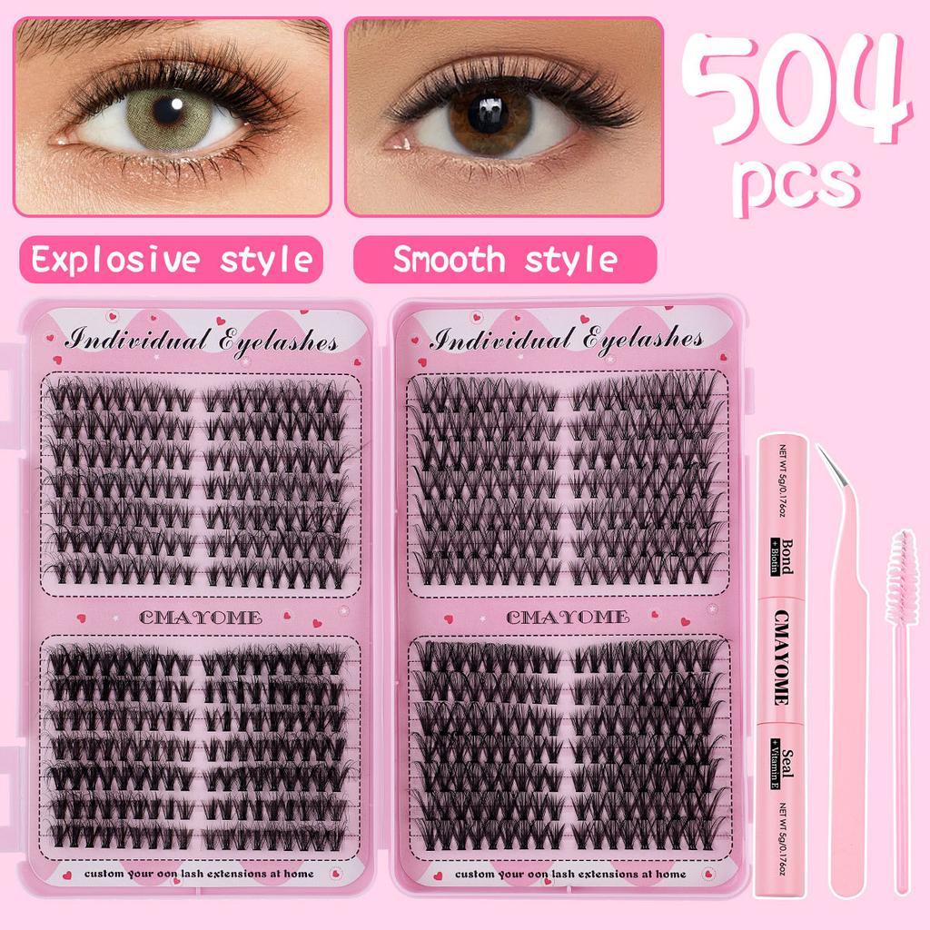 504 Clusters Of Single-Cluster False Eyelashes 8-16Mmdiy Natural Dense D-Curve Self-Grafting
