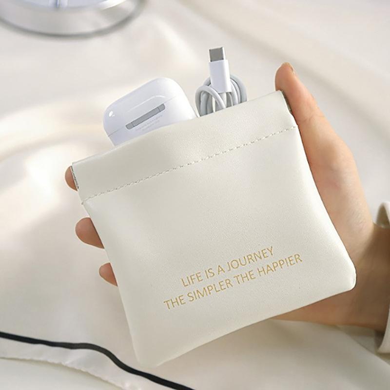 Large Lipstick Data Line Bluetooth Headset Storage Bag Makeup Bag Charger Key Self-Closing Shrapnel Bag Portable Cosmetic Case