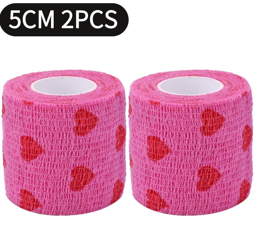 Rose Red Heart Rolls Bandages Elastic Nonwovens Bandage Non-woven Practical Beautiful Eco-friendly Elastoplast for Pets Animal