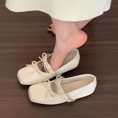Inner Height Increase Mary Jane Single Shoes Women's Shoes Spring Pink Satin Ballet Shoes