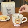 High Value Ceramic Cup with Spoon for Home Use Cute Couple Water Cup Gift Box Creative Hand Gift Mug