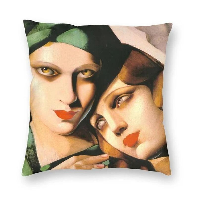 Sexy weibliche Kunst Ölgemälde bedruckter Kissenbezug Heimdekoration Schlafzimmer Wohnzimmer Sofa Kissenbezug 45x45cm