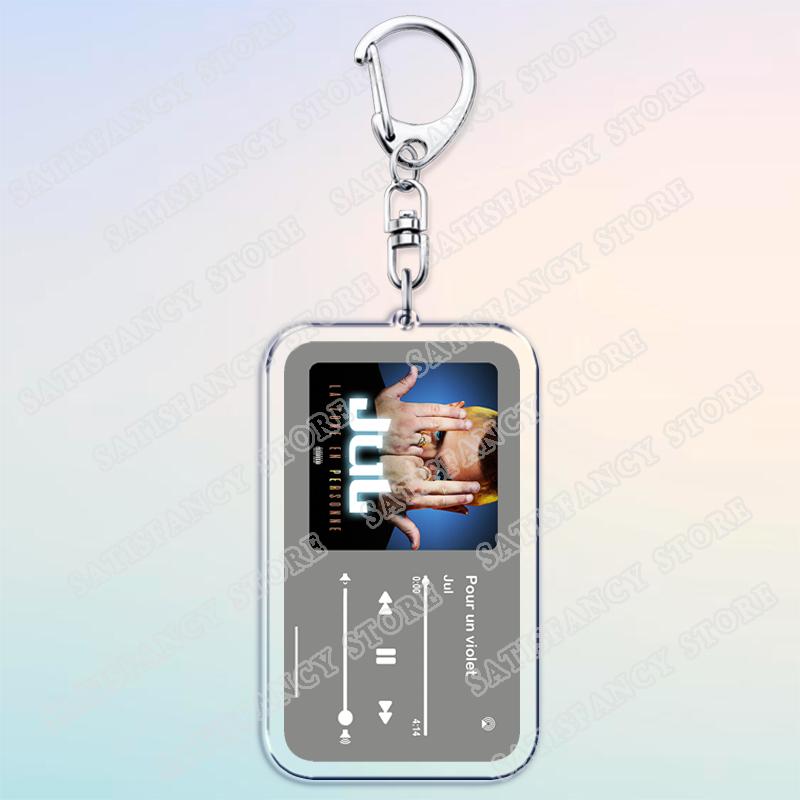 Franse Rapper JUL Muziek Liedjes Sleutelhangers voor Vrouwen Accessoires Tas Rap Marseille Oh Qu'elle Est Belle Sleutelhangers Sieraden Fans Cadeaus gray