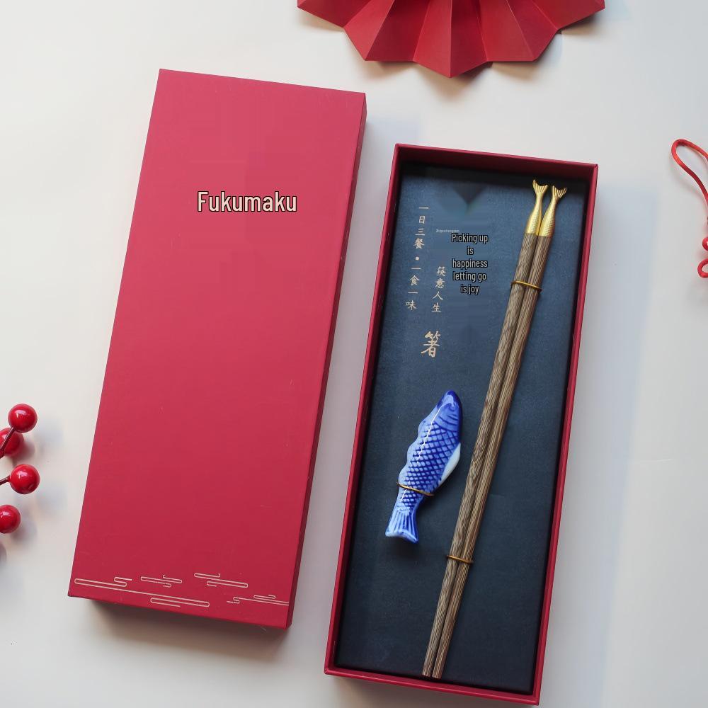 Engraved Logo Chopstick Rest Gift Set with Engraving & Hot Stamping for Corporate Souvenirs