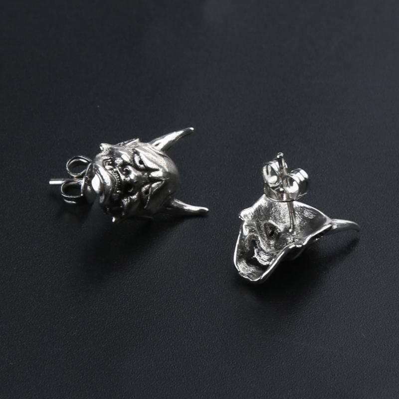 Biker Punk Schmuck Persönlichkeit Silberbeschichtet Gotischer Gehörnter Dämon Baby Ohrstecker Teufel Totenkopf Ohrstecker für Männer Frauen