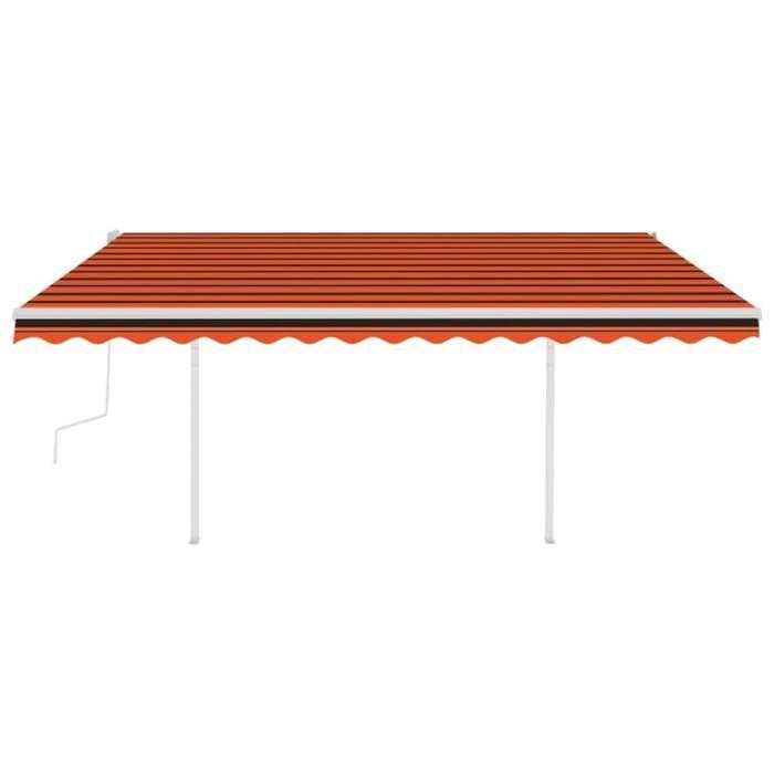 VidaXL Auvent manuel rétractable avec LED 4,5x3 m Orange et marron 3069965