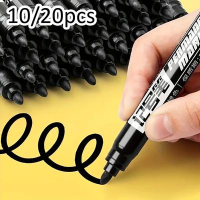 10/20PCS Permanent Marker Set, Black Waterproof Ink Pens for Office Industrial & Art Use, Quick-Dry & Long-Lasting,fabric Paint