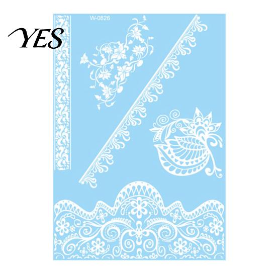 Gentle-On Skin Tattoo White Lace Sticker for Women, Temporary Face Body Fake Decal Arm, Waterproof Wedding Party Festival