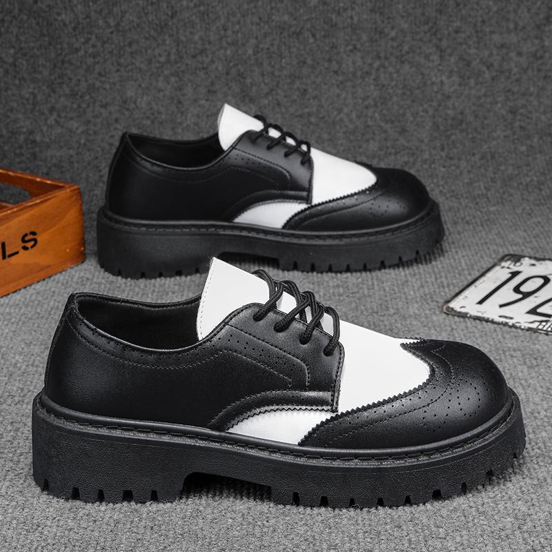 

Повседневная обувь в английском стиле, на толстой подошве, увеличивающая рост, туфли дерби, простая мода, низкие, мужские туфли, Zapatillas Hombre 39 черный белый