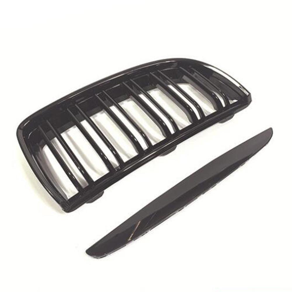 Carbon Fiber Front Hood Kidney Grille Compatible For BMW E90 323i 325xi 330i 328i 328xi 335i 335xi Pre-Facelift Glossy Black