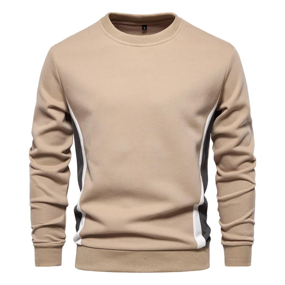 Men's Casual Slim Round Neck Sports Pullover New Autumn Men's Long-sleeved Spliced Sweatshirt