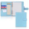 SHOP System Notebook A5 Desk Size Cute PU Leather Ring 4 Types of Refills Included Pocket Pen Holder OF390 MT's 6-Hole (Light Blue)