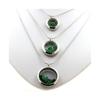 Stones and Minerals. Raw Emerald Necklace. 20 Mm Medallion Model. Color Silver.