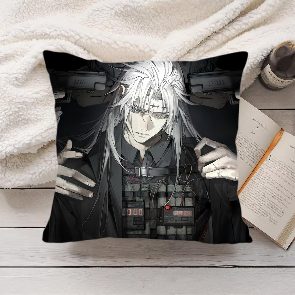 Calcharo Wuthering Waves Cushion Cover Silky Short Plush Invisible Zipper Dustproof Sofa Pillow Case For Home Decor