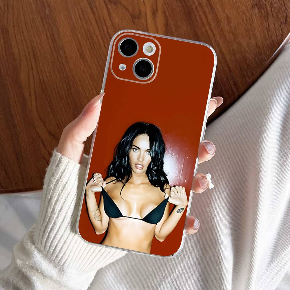 Schauspielerin M-Megan Fox Model Transparente Handyhülle Für IPhone 16 15 14 13 12 11 Pro Max Plus Weiche Hülle