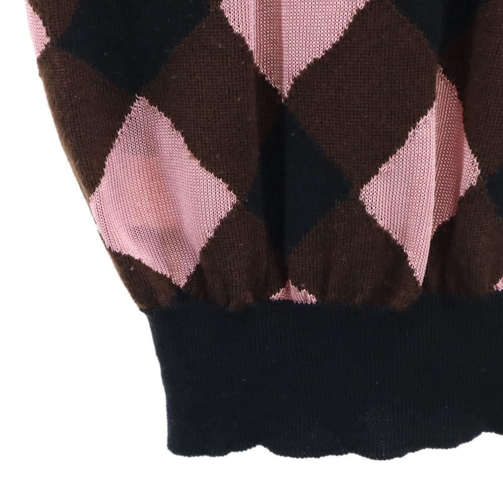 Marni Wool Blend Check Long Sleeve Sweater 40 Black Series Knit Women Used