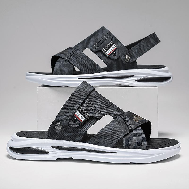 2025 new summer men's cool slippers two wear breathable trend fashion versatile soft sole casual hollow beach shoes