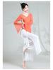 Women's Double Layer White Chiffon Dance Culottes - Wide Leg Flowy Pants for Classical Chinese Dance Practice