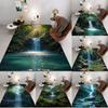 Natural Landscape Waterfall Forest 3D Art Area Rug Non Slip Soft Carpet For Living Room Bedroom Home Decor Nature Lovers Use