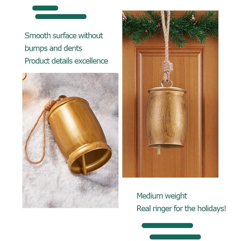 1PC Vintage Metal Jute Bell Decor Timeless Heirloom Rustic Christmas Cow Bells Weather-Resistant