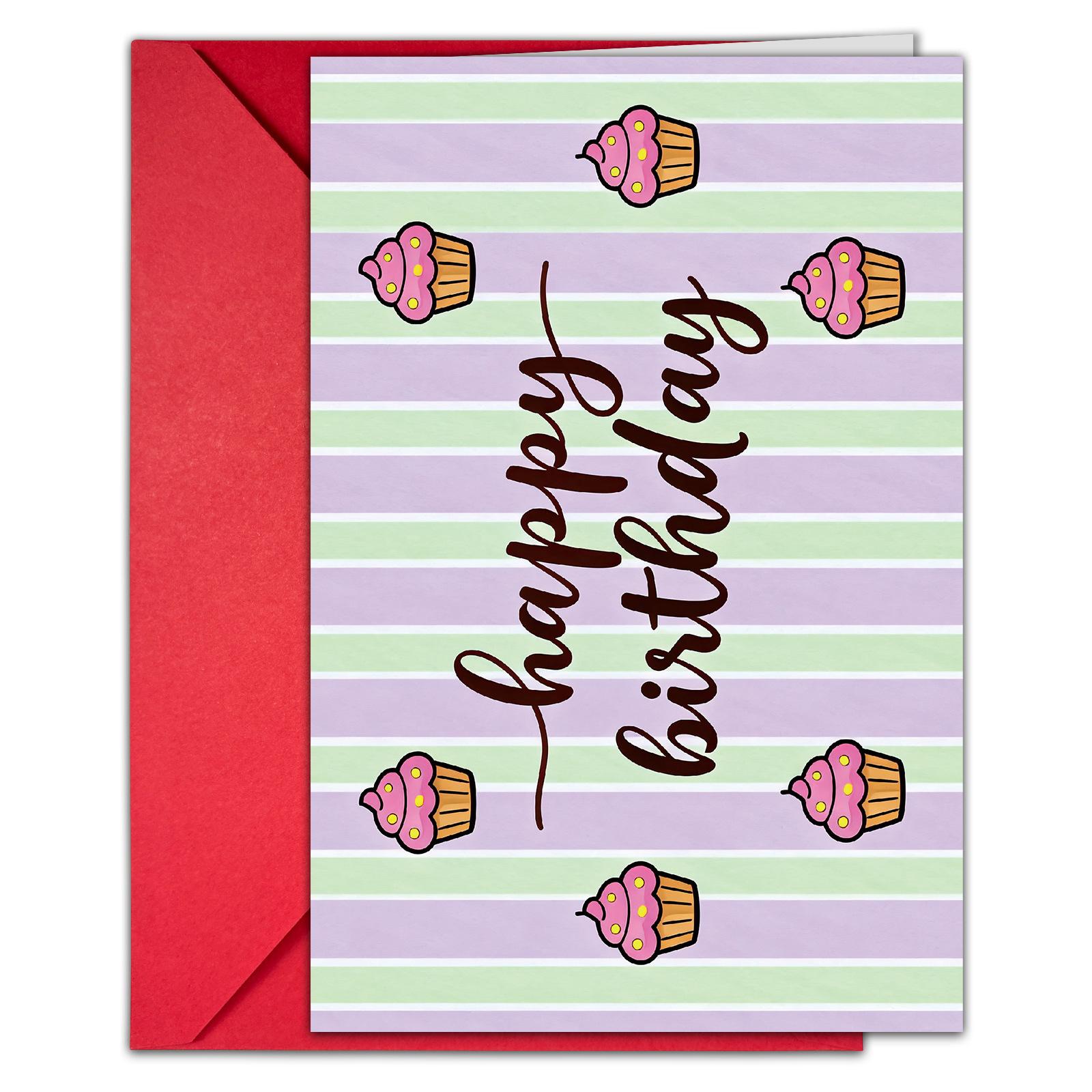 

Colored Birthday Card Envelope Set Birthday Party Wishes Thank You Greeting Card T020402109