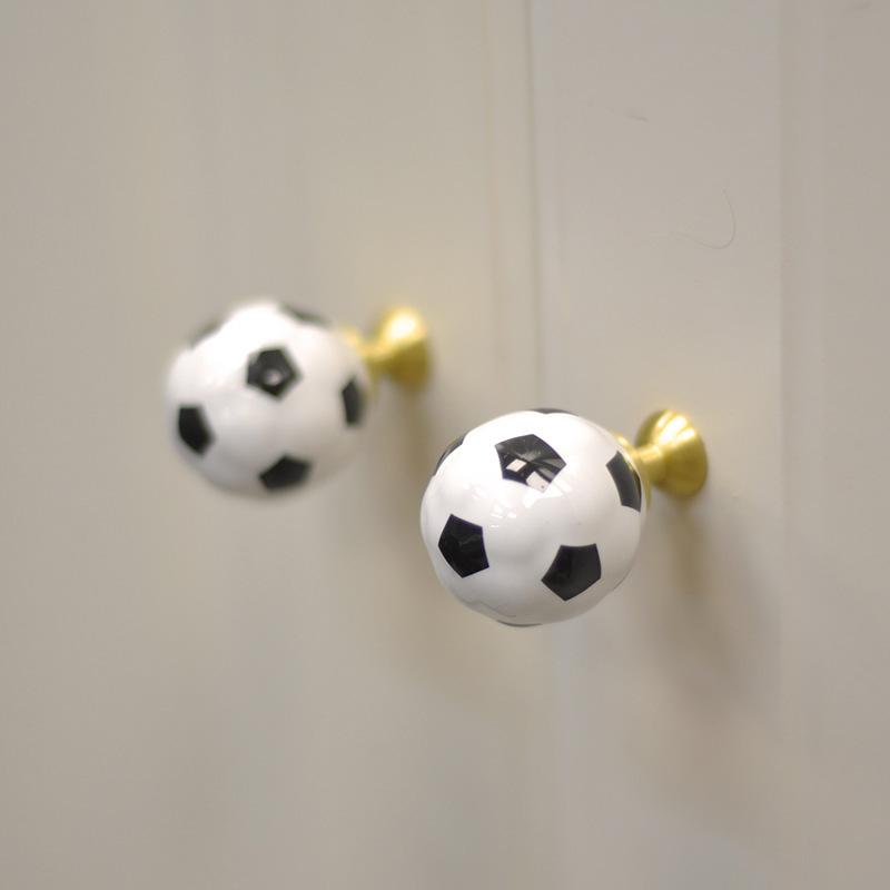 Cartoon Basketball Football Cabinet Door Handle Drawer Knobs Single Hole Ceramic Pulls Kitchen Wardrobe Furniture Handles