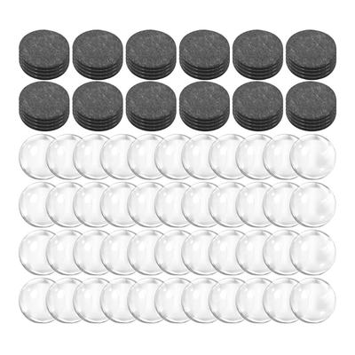 48Pcs Clear Glass Cabochons and Craft Magnets 1Inch Round Fridge Magnets with Adhesive Backing for Refrigerator Magnet