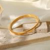 18K Gold & Zircon Women's Titanium Steel Bangle Bracelet - Versatile and Fashionable Jewelry