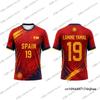 Tuta da Ginnastica per Bambini Spagna Tifosi Yamal #19 Stampa Maglietta+Pantaloncini Set Casual Maglia da Calcio Tuta Sportiva Bambini/Adulti Completo 2 Pezzi