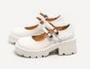 Mode dicken Boden Ferse Mary Jane weibliche Doppel Schnalle Retro Lederschuhe