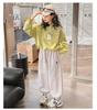 Girls' Versatile Black Sweatpants - Spring/Autumn Style, Loose Fit Casual Pants for Middle and Big Kids