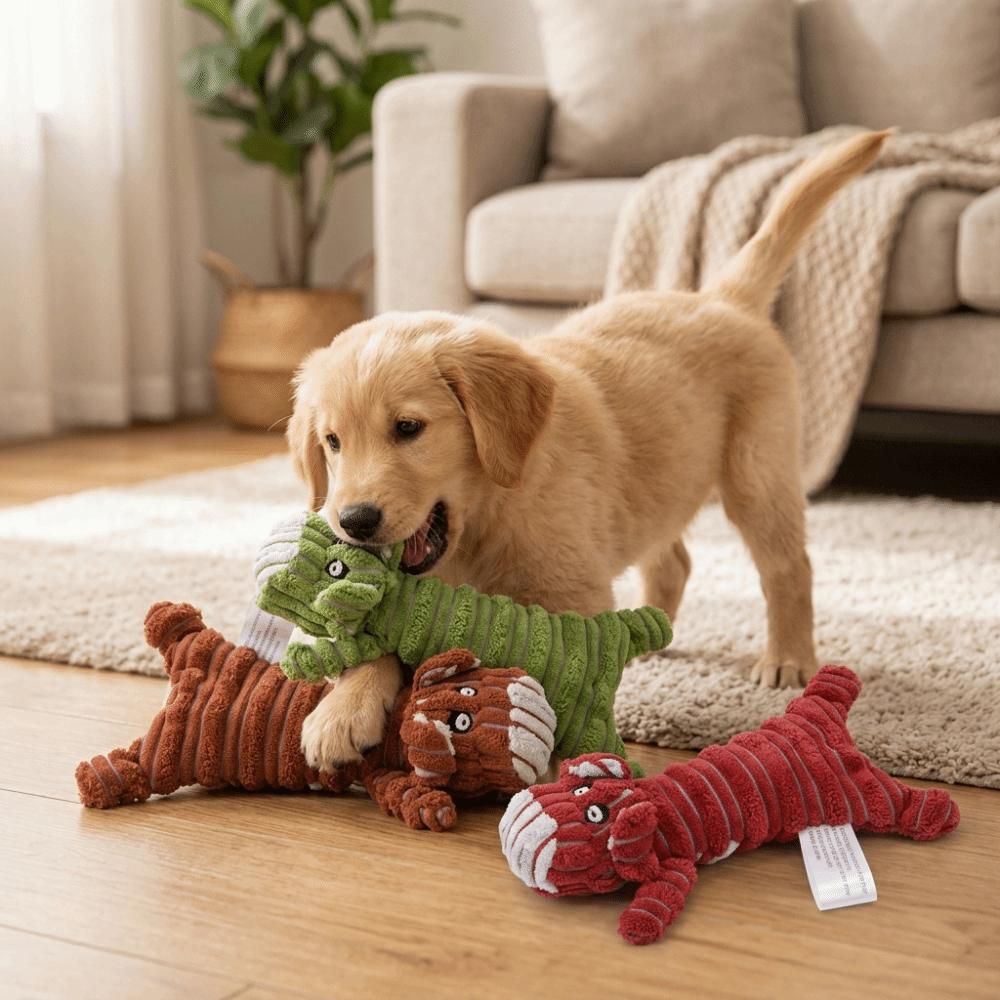 Stuffed Animal Squeaky Animal Shaped Toy Soft Corduroy Stuffed Pig Bear Dog Play Toy  Home Playtime оранжевый