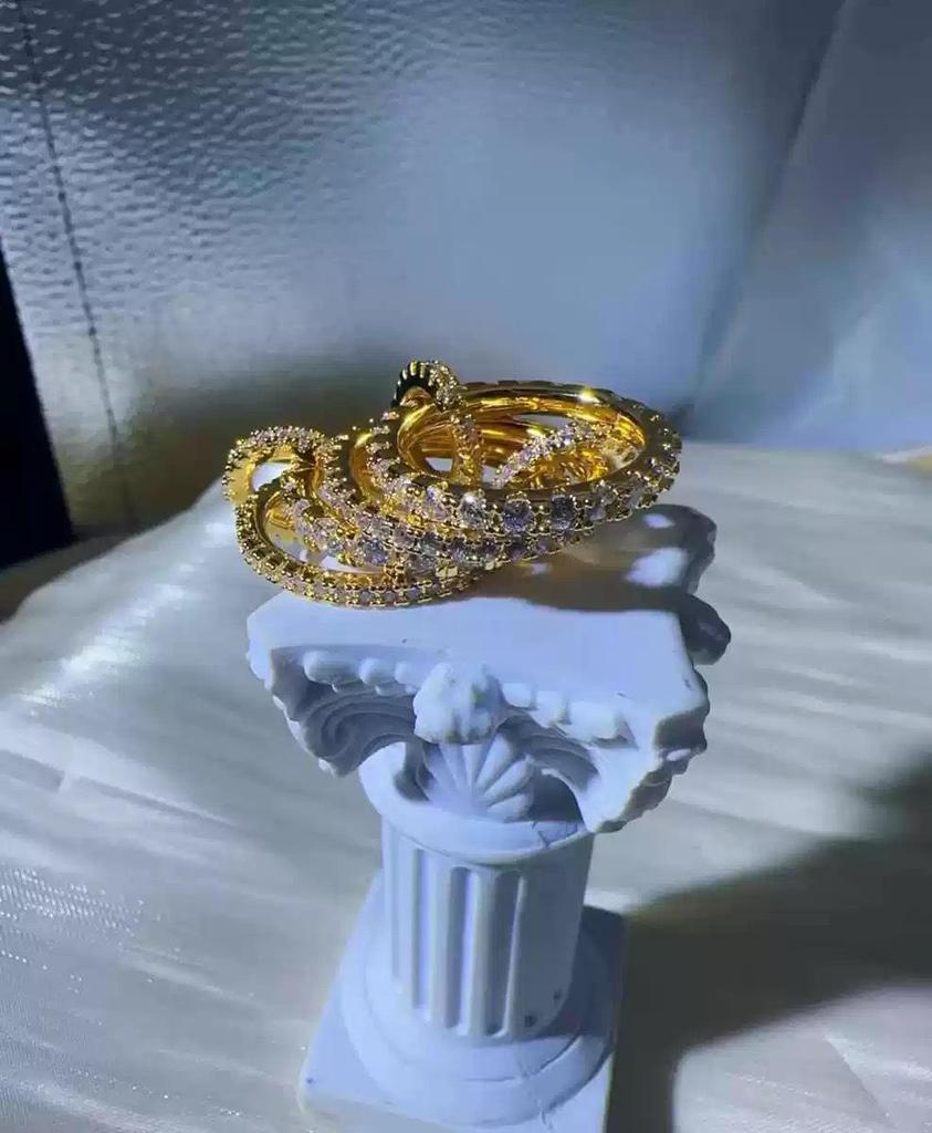 Interlocking Zircon Diamond Ring - Two-Tone Trendy Personalized Design