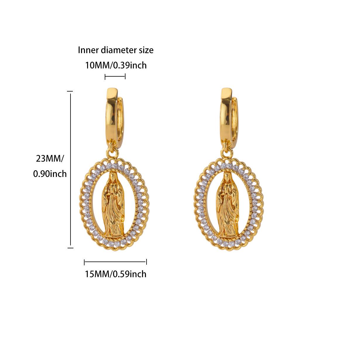 

Vintage Virgin Mary Stainless Steel Hoop Earring for Women 18K Gold-plated CZ Earring Wedding Jewelry Festival Accessories Gifts