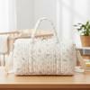 Women Quilted Cotton Medium Travel Duffle Bag Large Capacity Crossbody Diaper Bag Adjustable Shoulder Strap Daily Use