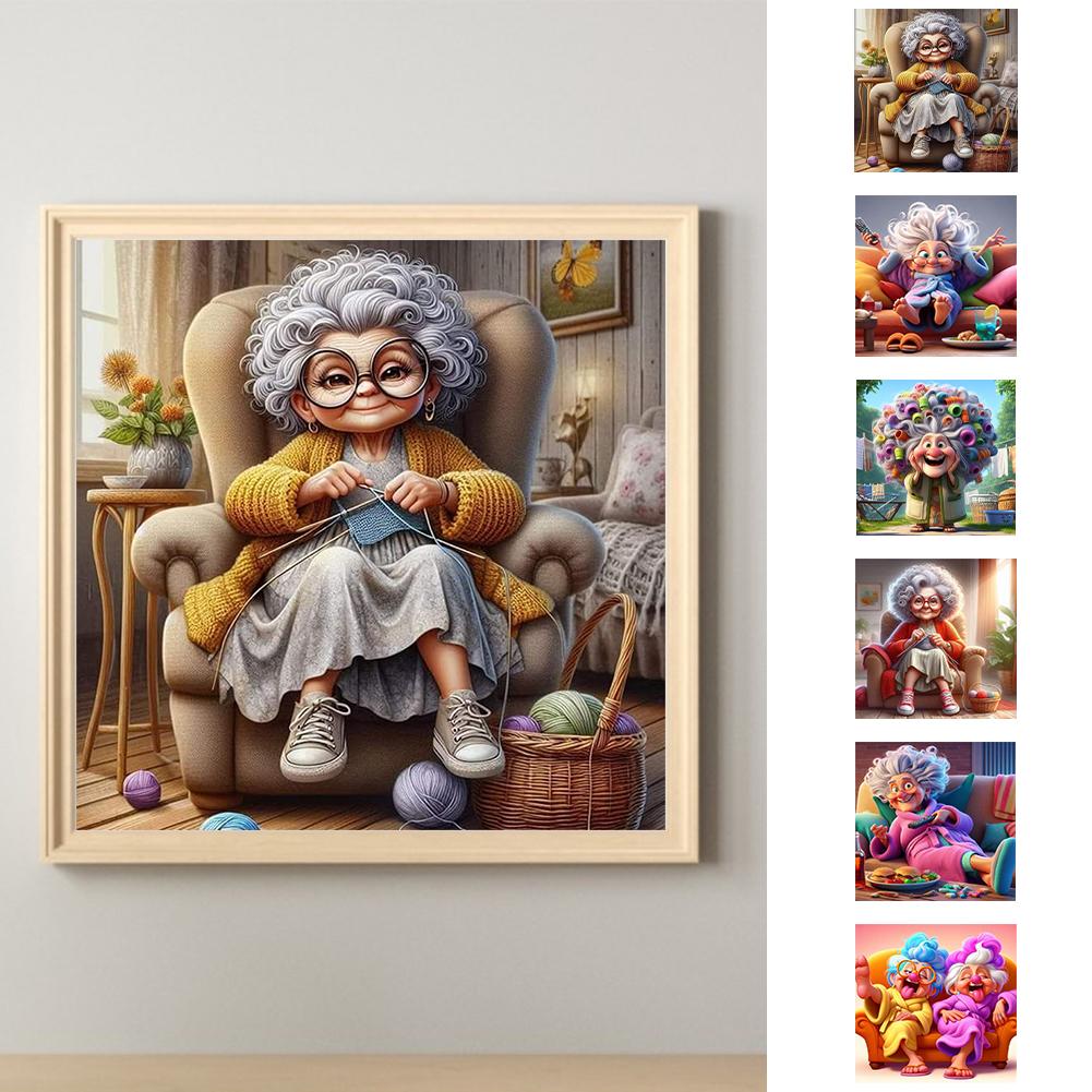 5D DIY Full Round Drill Diamond Painting Grandma Kit Home Decor Art Craft