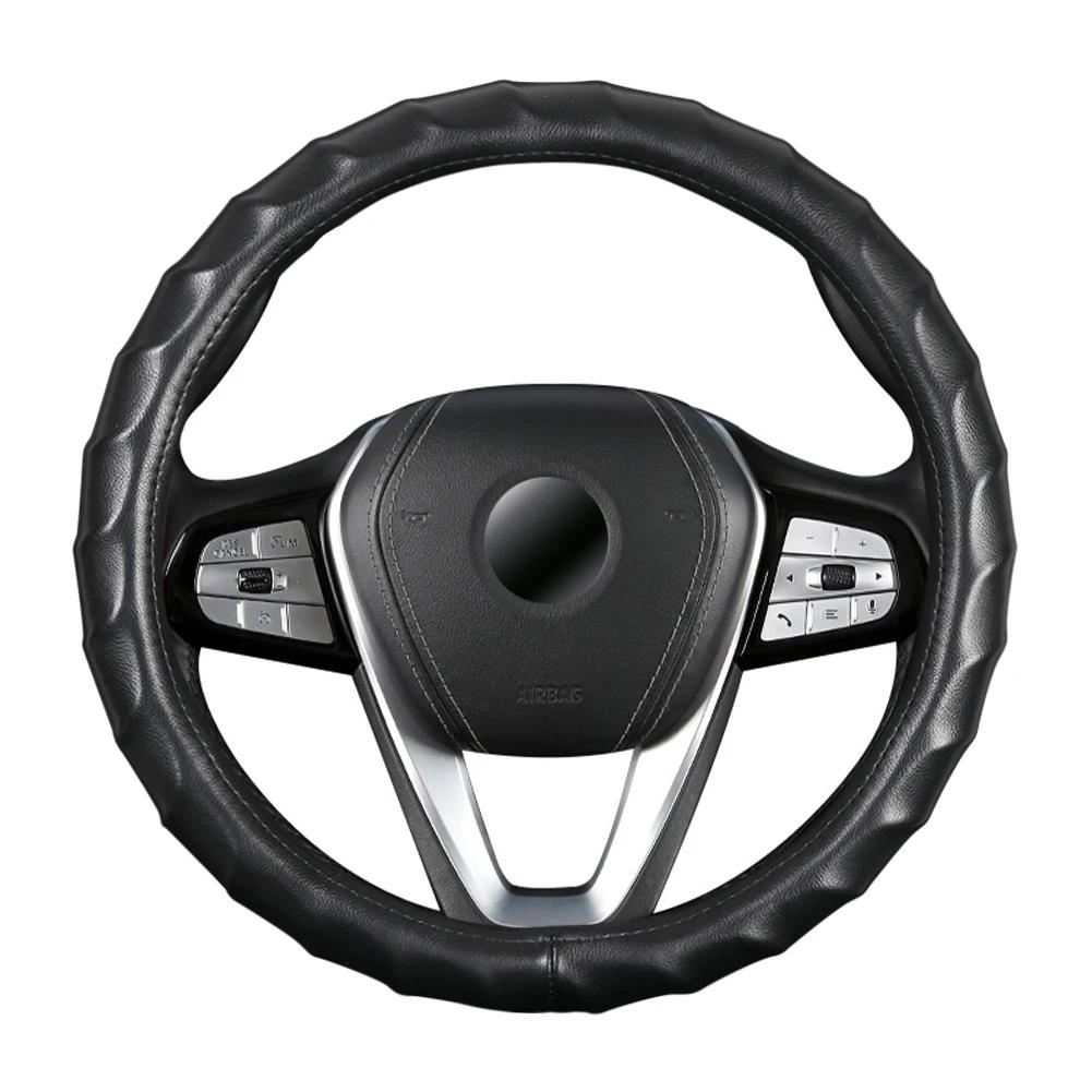 Car Steering Wheel Covers 38cm Breathability Skidproof Imitation Sheepskin Leather Steering Wheel Cover Car Interior Accessories
