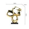 Creative Geometric Sculpture Abstract Electroplated Resin Decorative Ornaments Golden Hollowed-out Ribbon Home Decoration