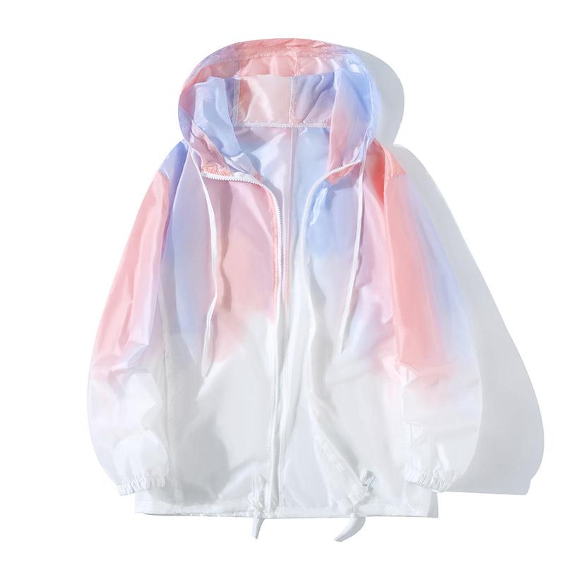 Loose Teens Gradient Color Couple Hooded Outdoor Sports Jacket