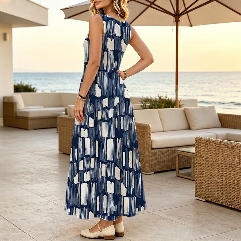 Women's Sleeveless Maxi Dress Minimalist Style,Comfy Fabric,Flowy Hem,Versatile for Daily Commute,Casual Outings & Beach Vacations