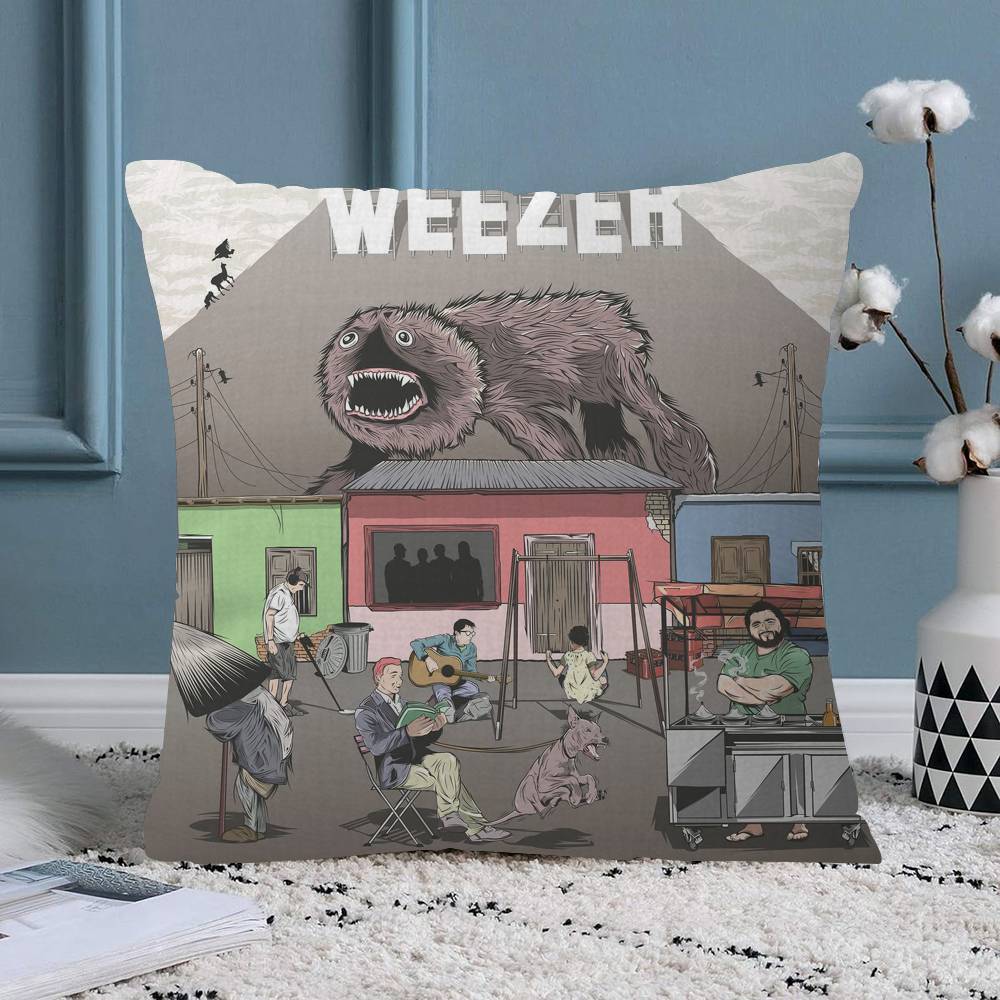 Weezer Music Band Office Cushion Pillowcase Car Cushion CoverXCM Lumbar Pillowcase Sofa Pillowcover