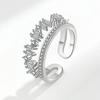 1pc Dainty Double Layered Asymmetrical Opening Ring Inlaid with Cubic Zirconia