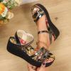 Large Size Sandals Women's Summer New One-word Buckle with Wedge Heel Platform Sandals Casual Sandals
