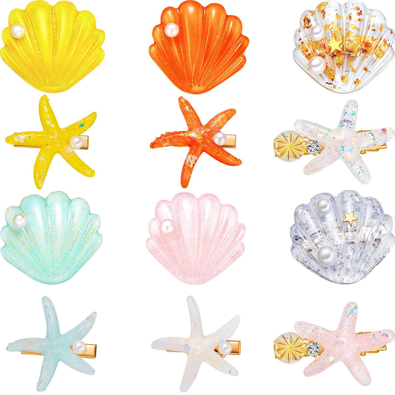 Korean Resort Style Shell  Starfish Rhinestone Hair Clip Accessories