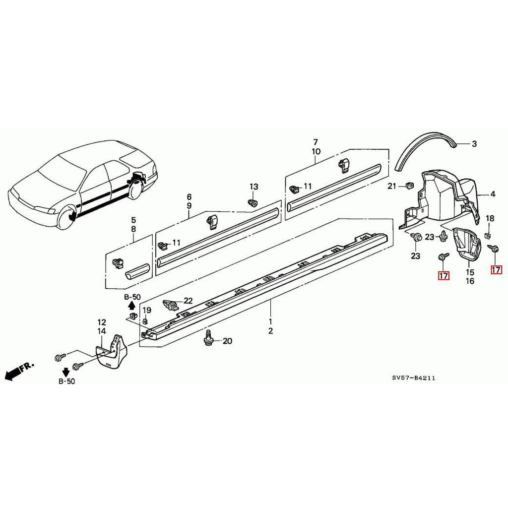 Honda 90114-SE0-000 Fender Liner Wheel House Liner Screw Bumper Screw Bolt Accord Civic CR-V