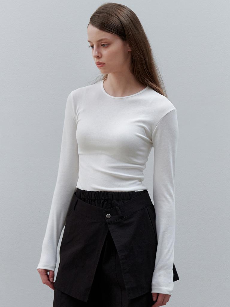 GNGB U-Neck Weave Long Sleeve_Ivory