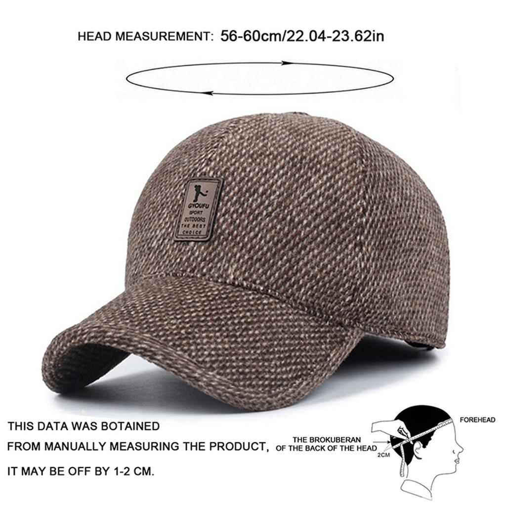 Unisex Letter Label Baseball Caps Winter Thicken Warm Hats Outdoor Adjustable Casual Hats Hip Hop Caps